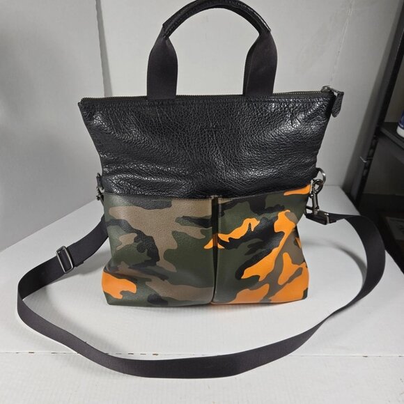 Coach Shoulder Bag Leather Multi Color Camouflage F24765 Good - Picture 1 of 9